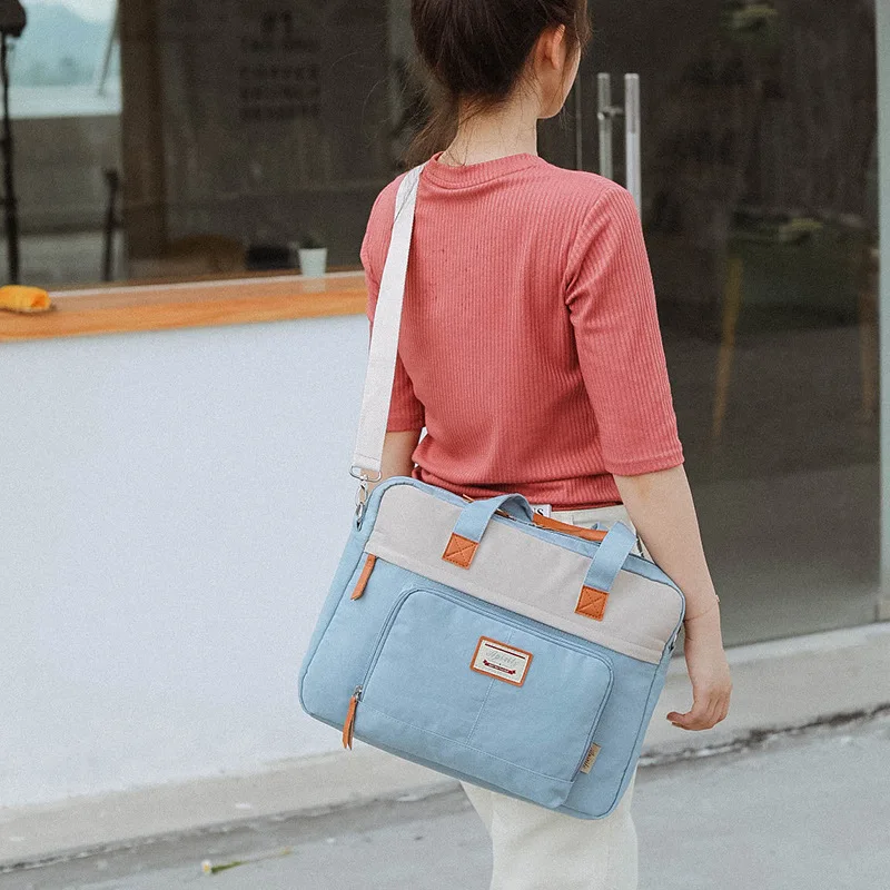 Larger Capacity Shoulder Briefcase Women Tablet Bag A4 Document Books  Storage Pouch Waterproof Office Travel Sundries Organizer
