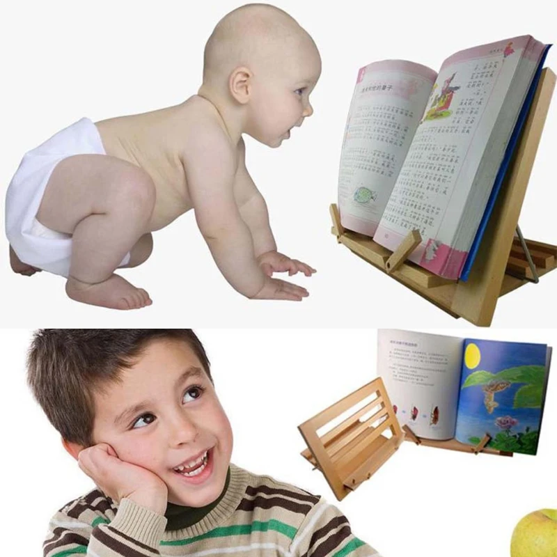 

Wooden Folding Children Reading Stand 3 Gears Angle Adjustable Laptop Bracket