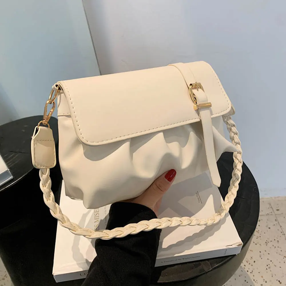 

Elegant Shoulder Bags For Women Fashion Hobo Bag Leather Female Crossbody Chain Pleated Handbag Ladies Small Square Party Clutch