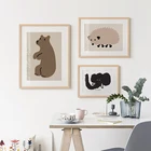 Мультяшные животные скандинавский плакат Настенные фотографии медведь слон Ежик детская художественная печать холст картина для детской комнаты декор