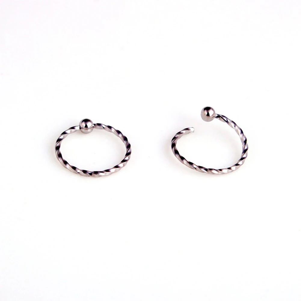 

2PC New Sale Twist Titanium Steel Nose Nail 6/8/10mm Round Circle Twist Nose Ring Eyebrow Nail Lip Body Piercing Jewelry