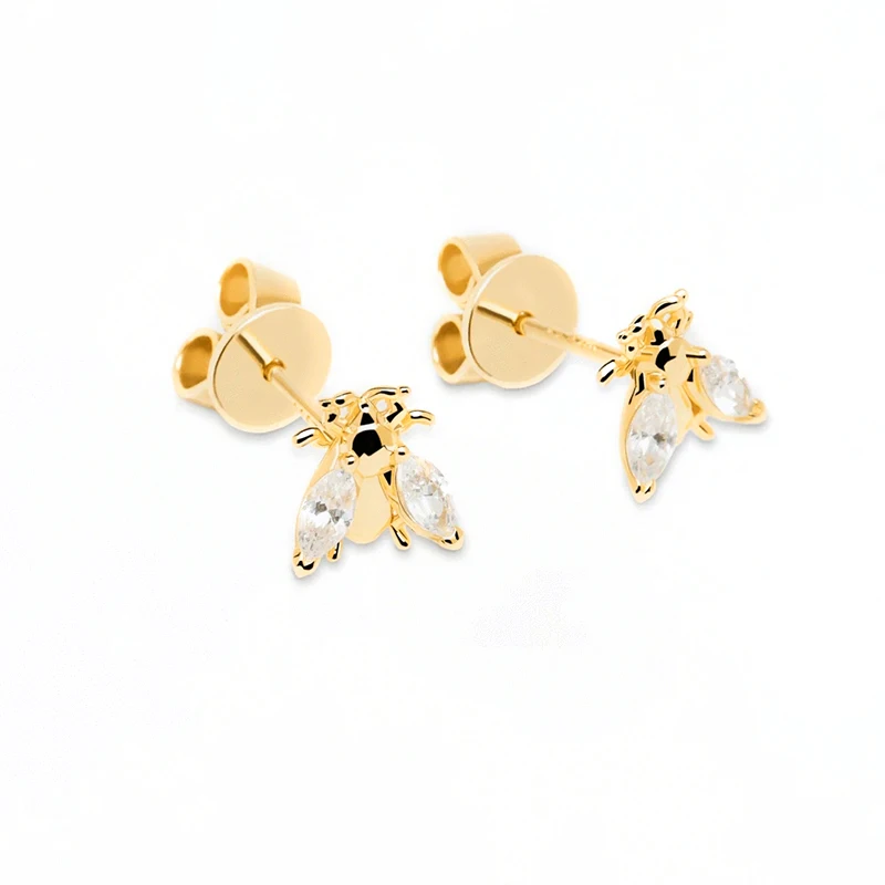 

VINY Silver 925 Jewelry Earrings For Women Abeja Simple Stud Earrings Gold/Silver Jewelry 2021 Trend Boucle DOreille