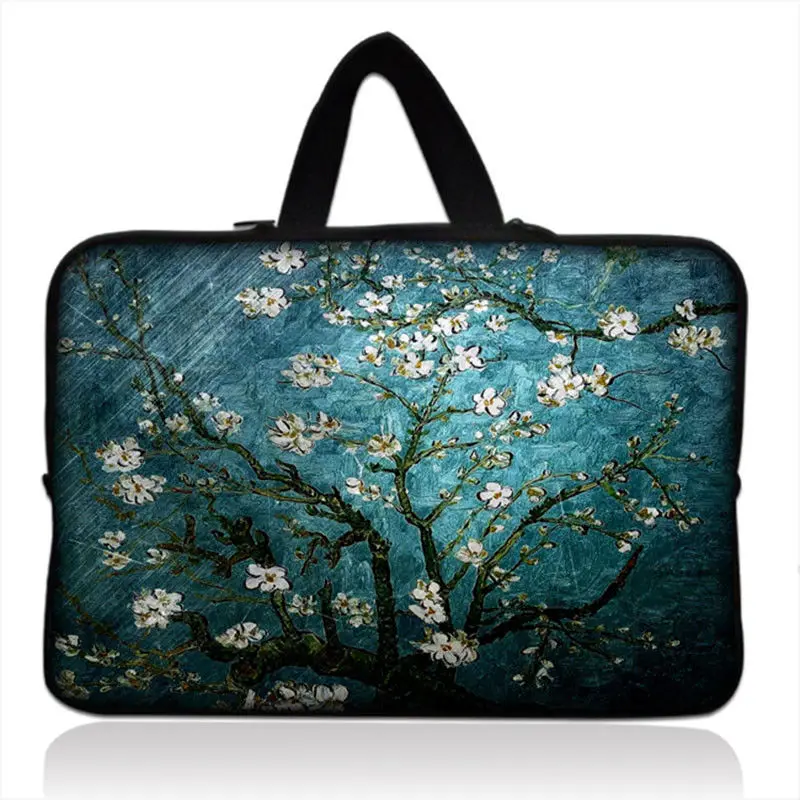 

Blue Prunus 11 12 13 14 15 15.6 17 inch laptops Sleeve case with handle For Macbook Air Pro soft plush lining version waterproof