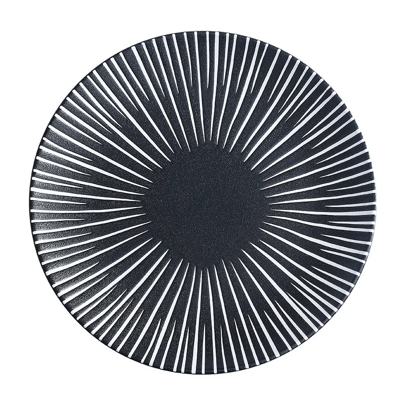 

Creative Stripe Ceramic Plate Pizza Dessert Steak Western Food Restaurant Hotel Plate Tableware Decoration Pasta Dish Food Tray