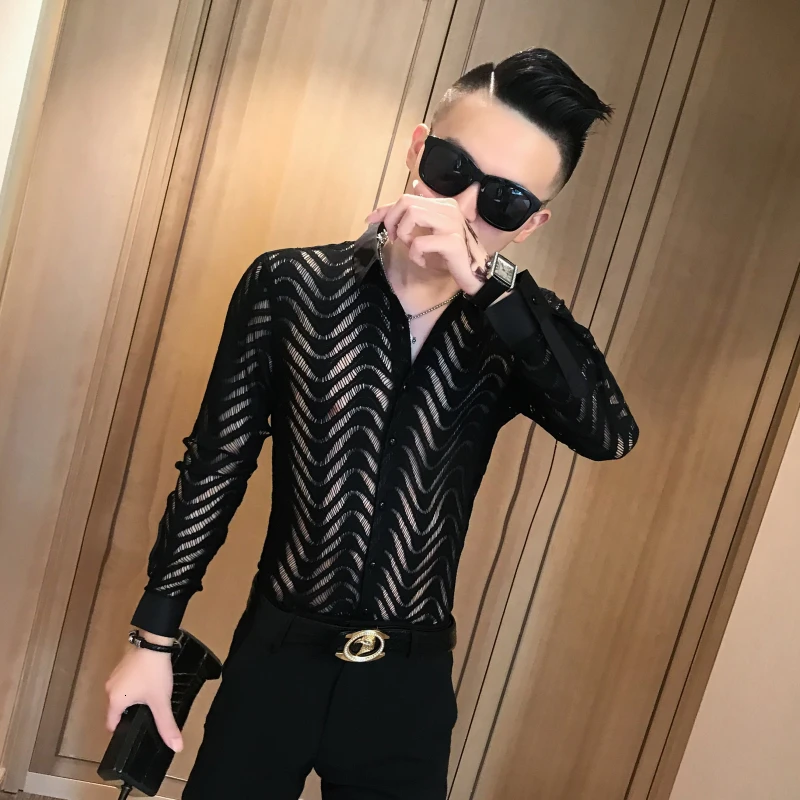 Рубашка Camisa hombre, простроченная полосатая рубашка, прозрачная рубашка для мужчин, Chemise Homme Marque, роскошная летняя рубашка с короткими рукавами