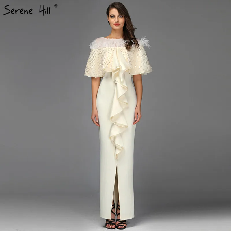 Вечерние платья русалки с блестками и перьями слоновой кости 2019 вечерние без