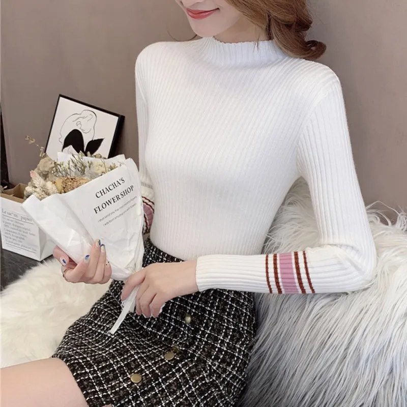 

Womens Sweaters 2019 Autumn Winter Knitted Sweater Thin Pullover Female Slim Soft Jumper Pull Femme Hiver Pink Knit Tops