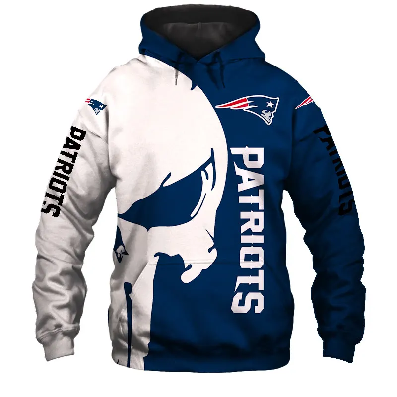 

Fashion MAN JACKET sportswear New England men's Stitching design white skull geometric pattern printing Patriots zipper Hoodie