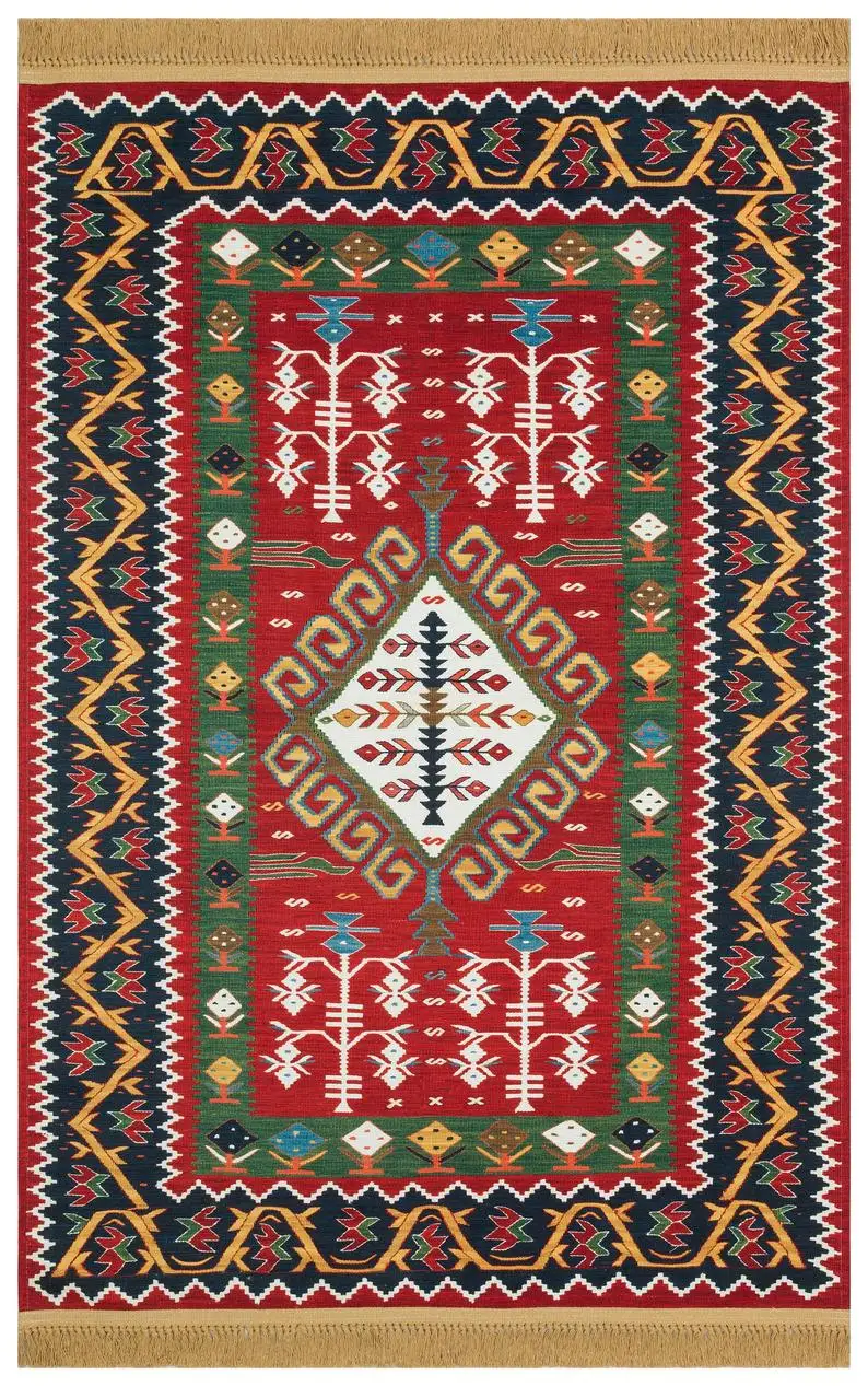 

Faik's Handmade Area Rug, "Luna" Green MADE IN TURKEY