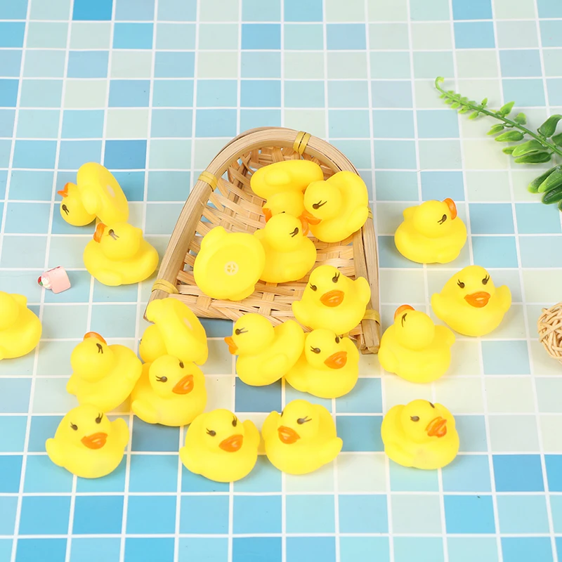 20pcs/bag Rubber Yellow Duck Baby Shower Water Toys Children Gift Baby Bath Toys duck bathroom