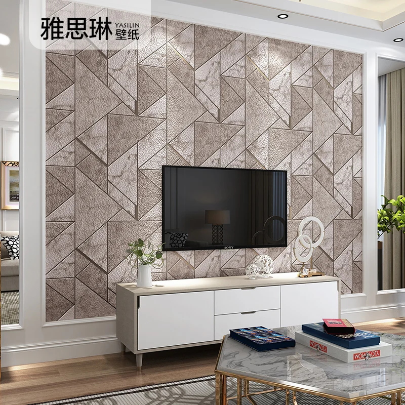 

Good quality 3d geometric suede home decor wallpaper bedroom living room tv background wall marble wallpaper nordic atmosphere