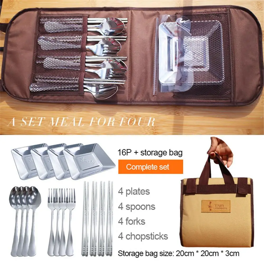 16 шт./компл. походный набор столовых приборов для кемпинга на открытом воздухе