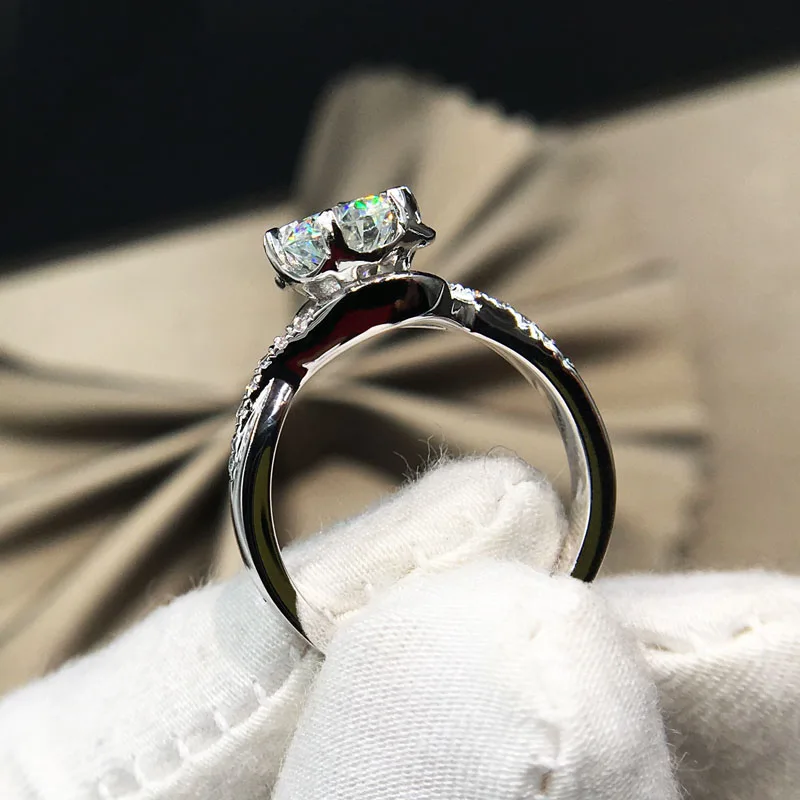 Чистое 18 К кольцо из белого золота 1ct 2ct 3ct романтический, модный Moissanite бриллиантовое кольцо ювелирное изделие в форме цветка кольцо на головщину для женщин