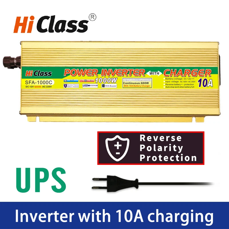 Мощность инвертор UPS 12v Инвертер модифицированных волн с 10A Зарядное устройство
