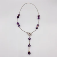 10mm purple amethyst necklace box chain magnetic clasp gold and silver color tone adjustable lengths from 18 to 22 inch