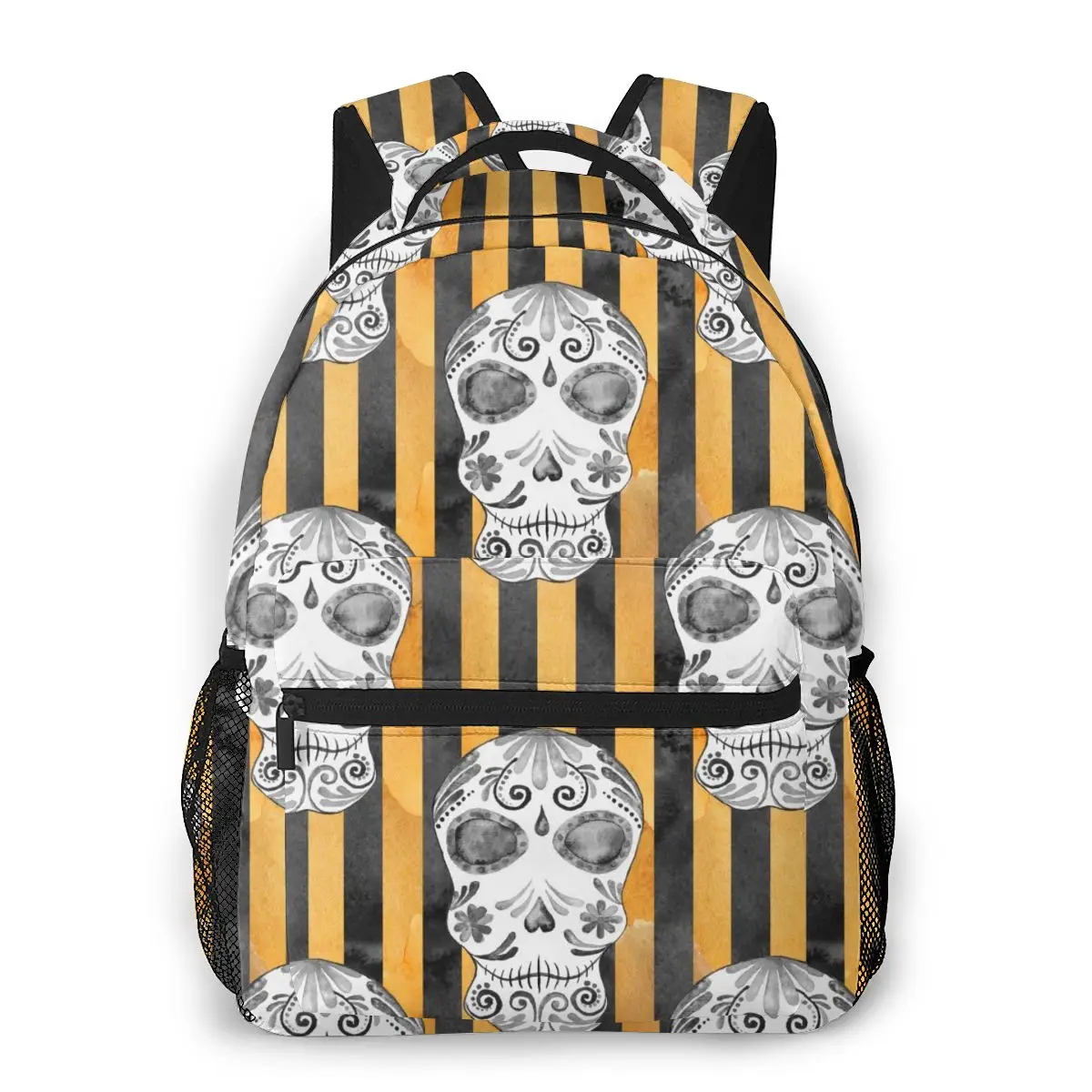 

Повседневный Рюкзак с принтом черепа и головы в полоску, дорожная школьная сумка с карманами для мальчиков-подростков