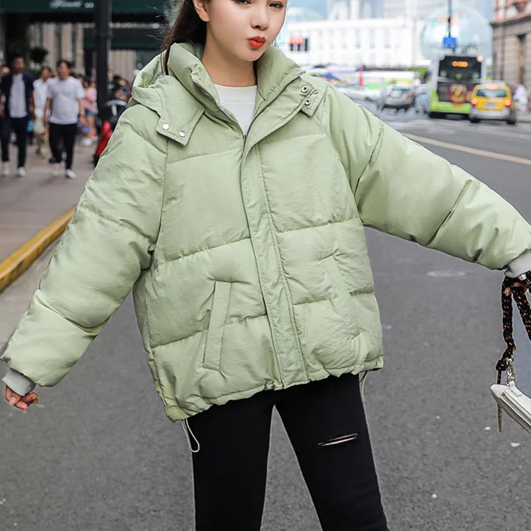 Women Hooded Cotton Padded Jacket Trendy 2021 Autumn Winter Warm Thick Short Coat Female Loose Parkas Korean Outfits Overcoat