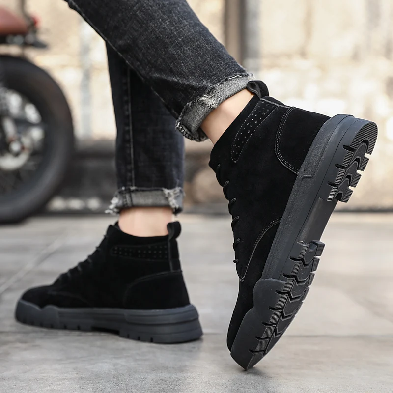 

Men's Shoes Boots Sports Casual Shoes Boots Men Leather Home Black For Causal Sapatos Canvas Leisure Fashion Mens Men's