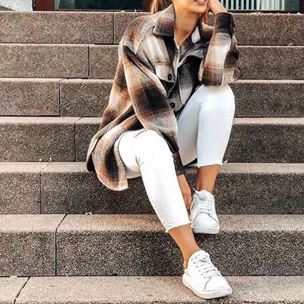 Винтажное Женское шерстяное пальто с длинным рукавом модное женское плотное