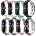 Цветастое печатание ремешок для Xiaomi Mi Band 6 5 4 3 Смарт-часы мягкий силиконовый Леопардовый браслет на запястье для mi band 3 4