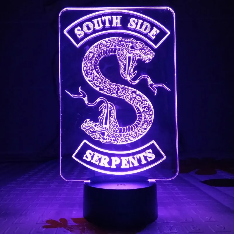 ТВ серии Riverdale "South Side Serpents" Змея логотип светодиодный ночной Светильник