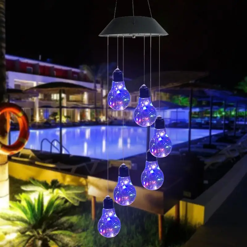 

Solar Color Changing LED bulb Wind Chimes Child Room Decor Garden Outdoor Hanging Light Lamp Christmas Decoration