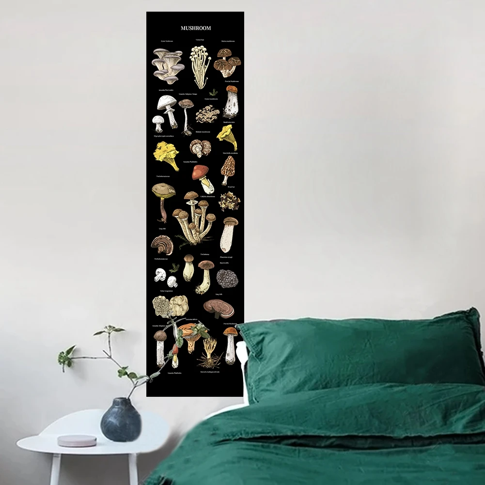 Гобелен с изображением гриба черный фоновый гобелен вертикальный