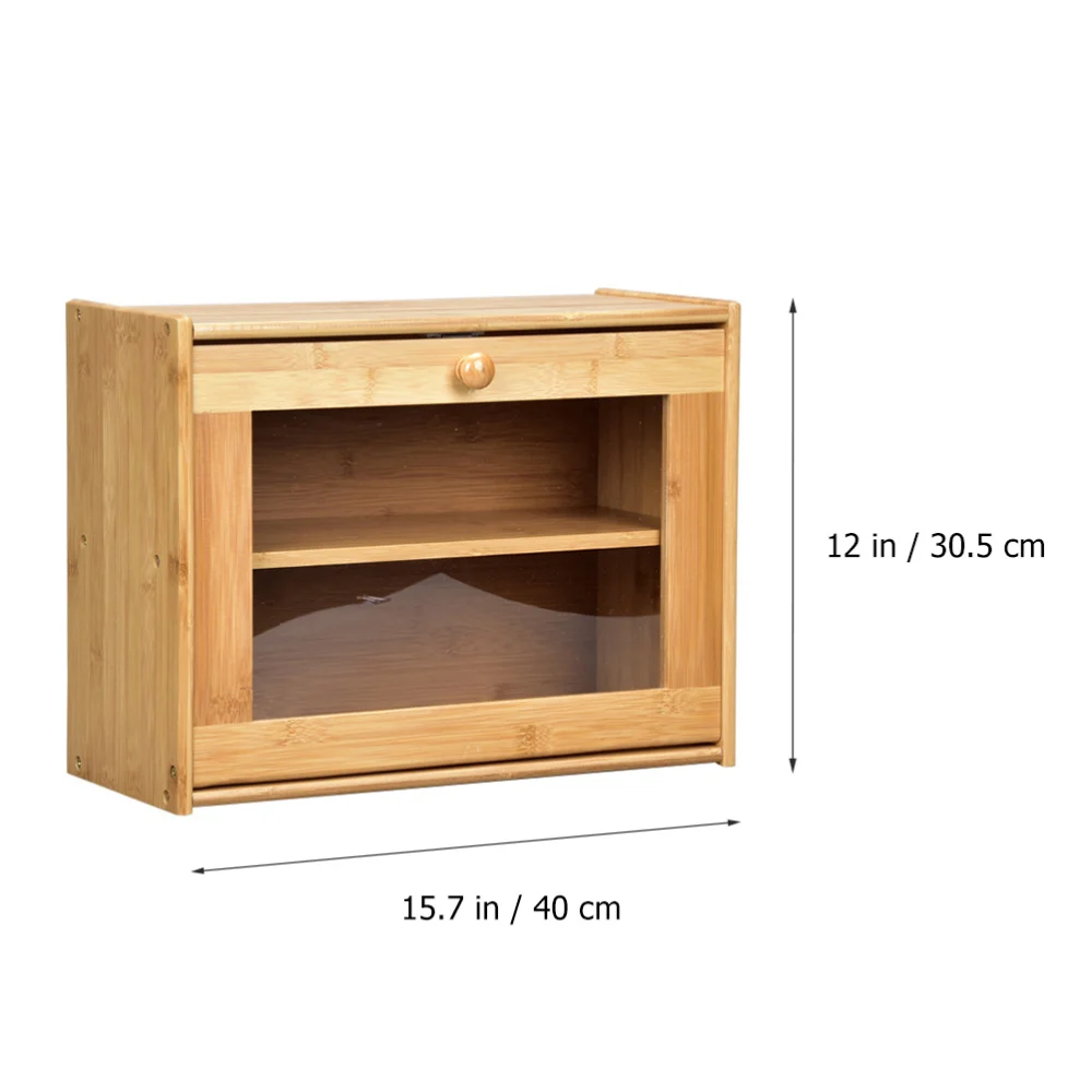 

1Pc Bamboo Bread Box Double Layer Storage Bin Home Kitchen Food Container