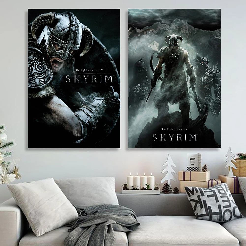 Настенный ретро-постер с изображением классических игр в стиле свитки V Skyrim для