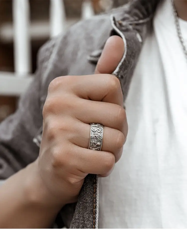 100% 925 пробы серебро зодиакальное кольцо для мужчин модные ретро черный Мода