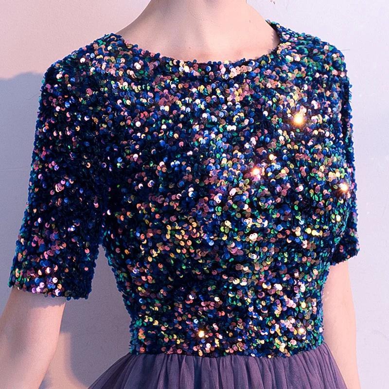 

O-Neck Womans Party Dress Floor-Length Sequined Evening Cheongsam Slim Long Dress Marriage Gown Wedding Qipao Clothes Vestido