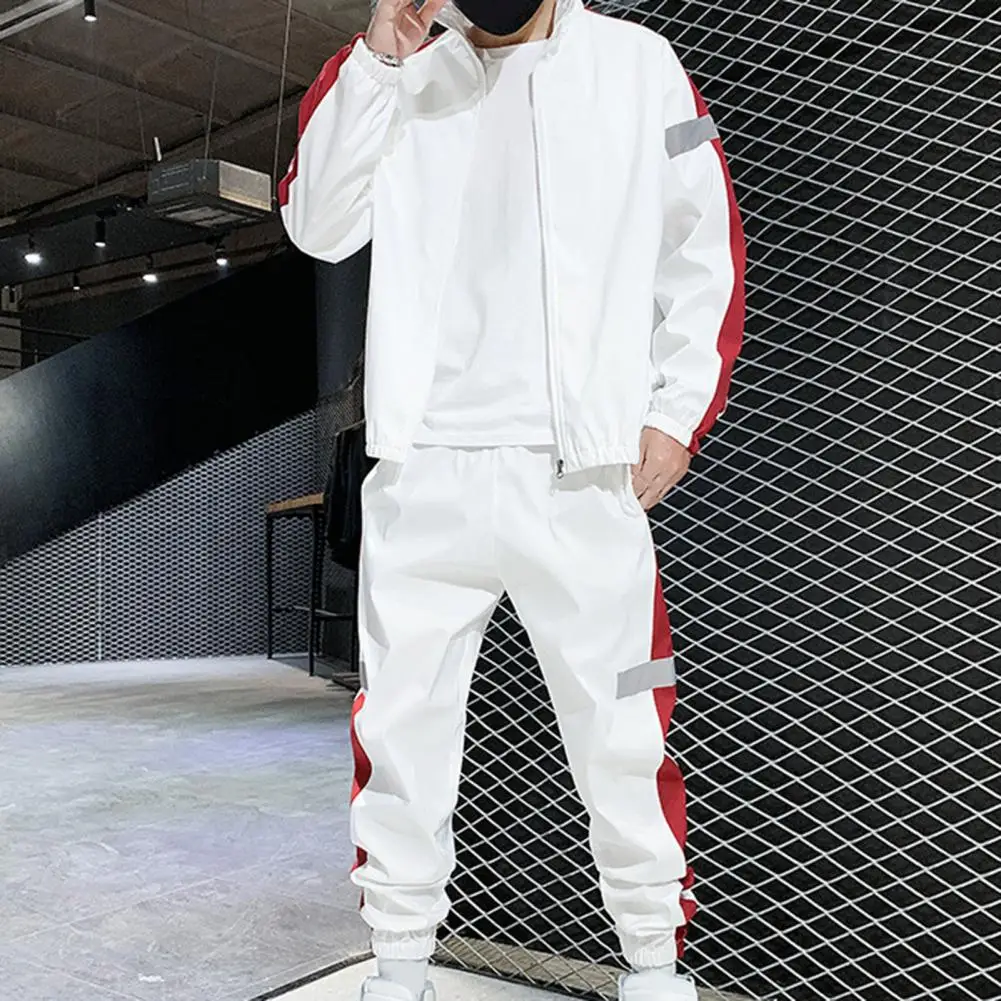 Модная дышащая Светоотражающая полоса мужская повседневная застежка-молния