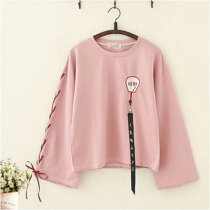 Футболка NiceMix с длинным рукавом для женщин милая мягкая рубашка в японском стиле