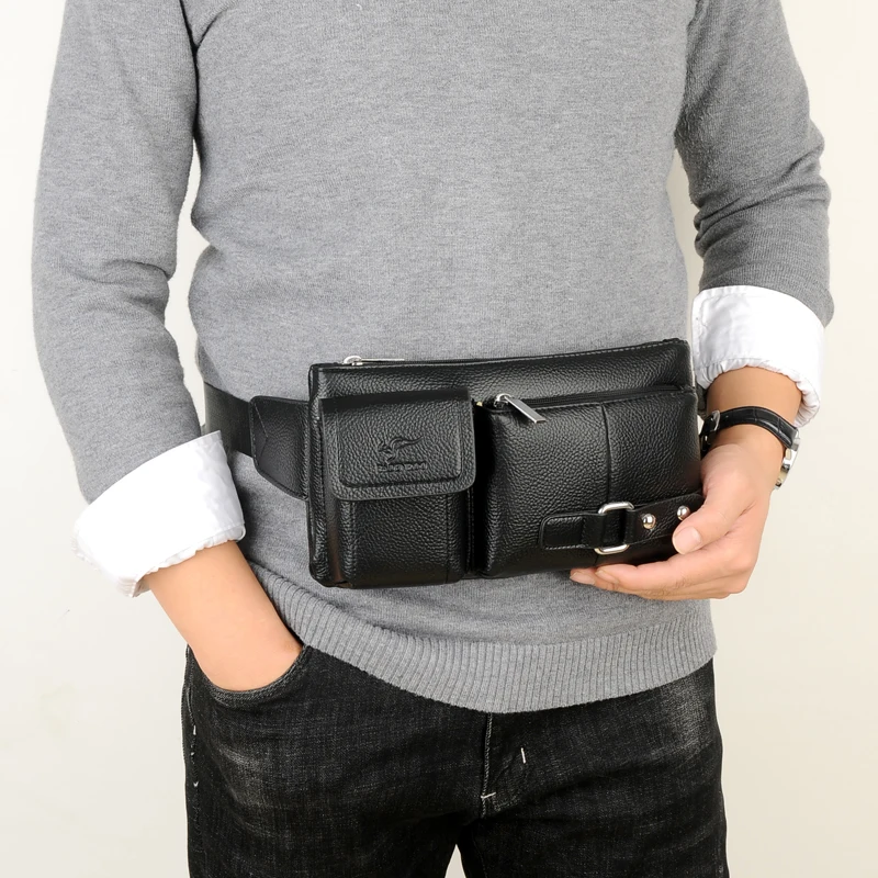 

Luxury Brand Waist Bag Men Leather Fanny Pack Chest Bag Male Casual Belt Bags Sling Crossbody Bum Bag Belly Waist Packs Heuptas