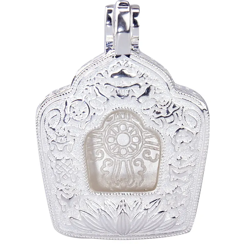 

Tibetan Style 925 Sterling Silver Gawu Box Buddhism Cross Vajra Pendant Can Hold Ethnic