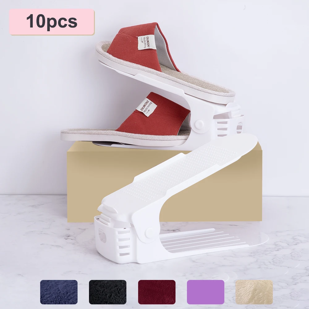 Пластиковые регулируемые стеллажи для обуви 10 шт. органайзер хранения домашний