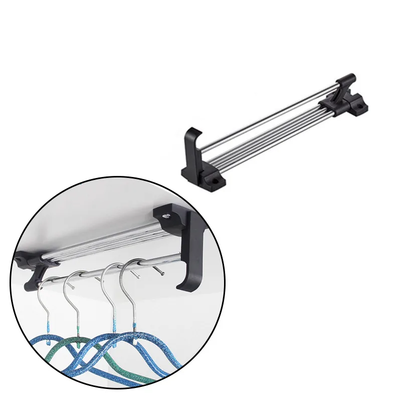 

Adjustable Closet Rod Garment Rods with Screws Hanger Towel Rail Retractable Hanging Storage Stick Room Wardrobe Clothes Hangers