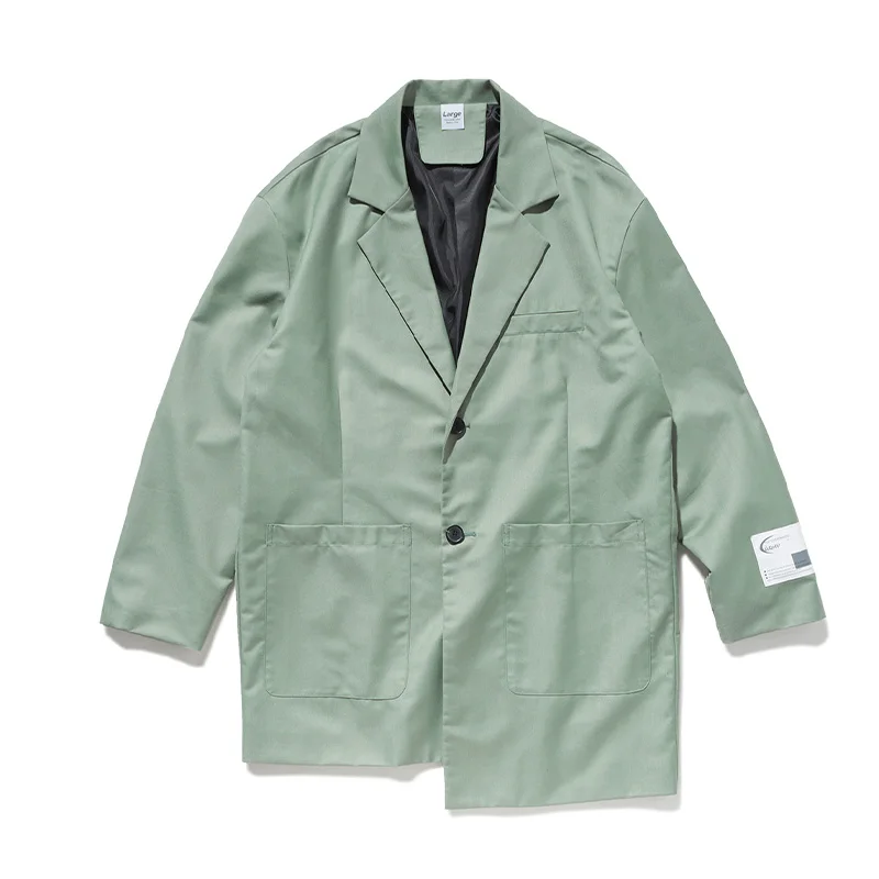 gray--green blazers UNCLEDONJM комплект из 2 предметов для мужчин, хип-хоп, мужской повседневный Блейзер, большой размер, Мужской Блейзер и брюки, удлиненный дизайн, мужские костюмы, A45/A46 - Цвет: gray--green blazers