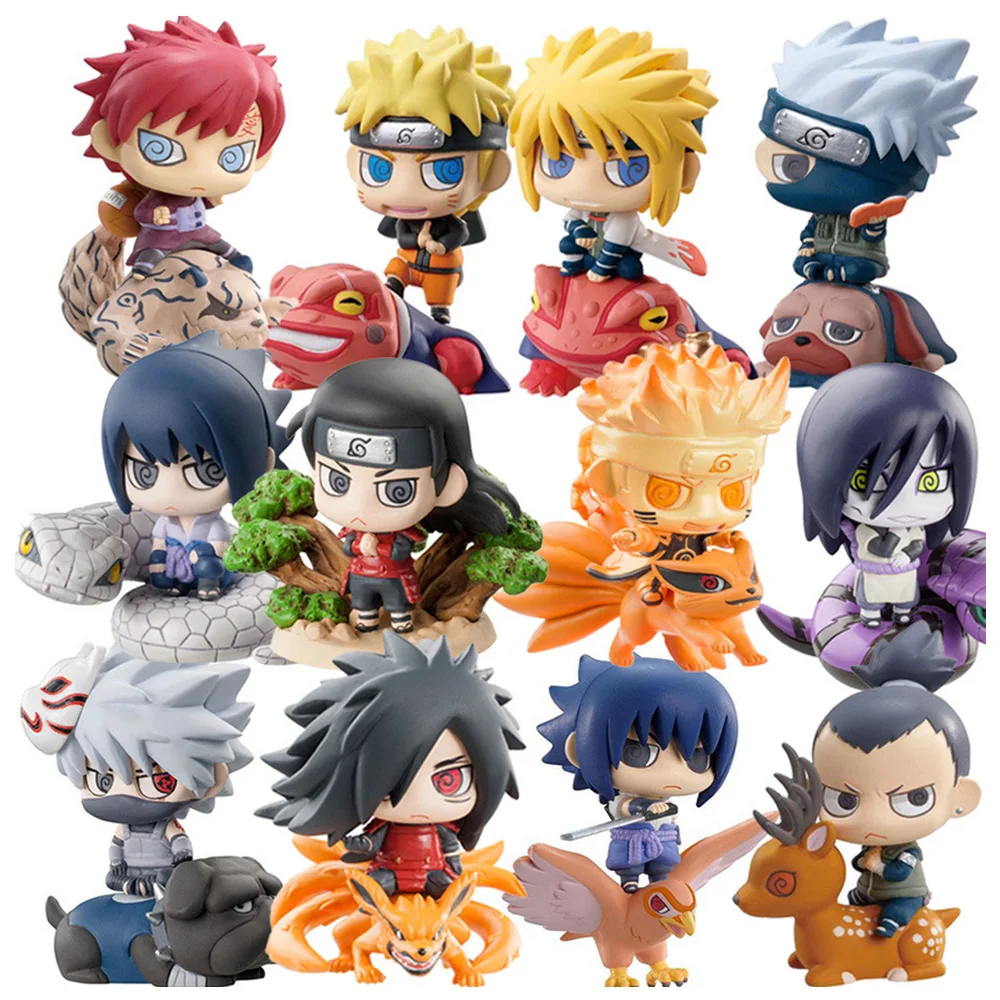 Фигурка Аниме Наруто 6 шт./лот Q Version Uchiha Sasuke Itachi Gaara Akatsuki фигурка из ПВХ игрушки для
