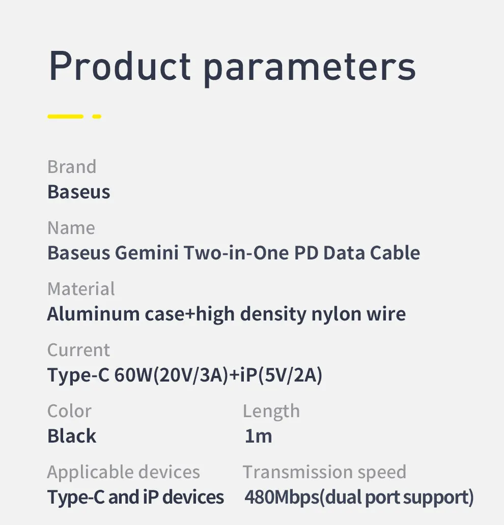 Baseus 60 Вт usb type-C кабель для iPhone 11 Pro Max Xs Max X USB-C кабель PD Быстрая зарядка зарядное устройство USB кабель 2 в 1 кабель провод шнур