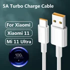 Зарядный кабель Xiaomi Turbo, зарядный шнур 5 А, Usb Type C, для Mi11 Mi 10 11 Ultra 11T Redmi K40 Pro + Note10 POCO X3 M3 F3, быстрая зарядка