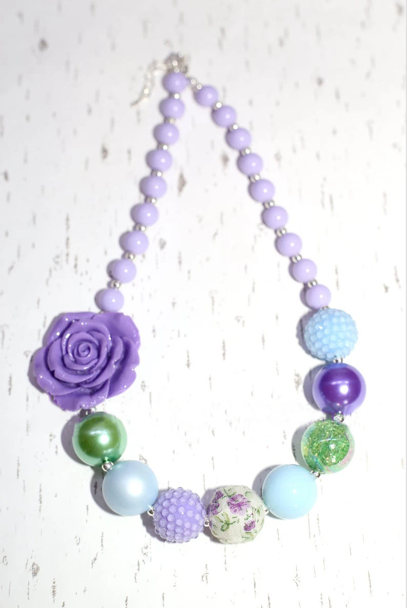Лавандовое синее массивное ожерелье-Лавандовое фиолетовое зеленое-ожерелье из