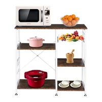 3 tier bakers rack utility microwave oven stand kitchen storage cart workstation shelf industrial styleus stock