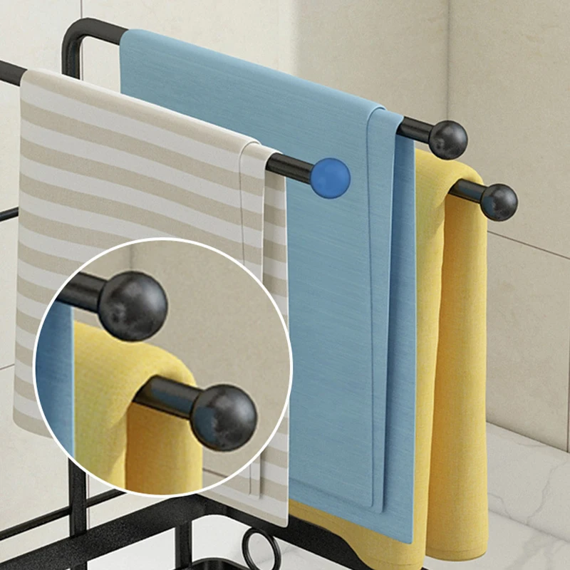 

Multipurpose Carbon Steel Kitchen Sink Caddy Organizer Coutertop Adhesive Rag Sponge Holder with Draining Plate FP8