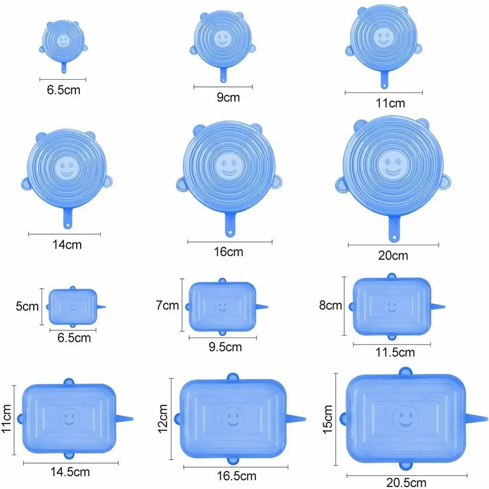 

12pcs Reusable Silicone Food Cover Stretch Lids Universal Food Wrap Cover Food Fresh Keeping Silicone Caps Stretchable Magic Lid