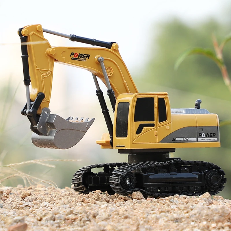 

QWZ New RC Excavator Toy 2.4Ghz 1:24 Engineering Car Alloy And Plastic Excavator 6CH And 5CH RTR Trucks For Kids Christmas Gift