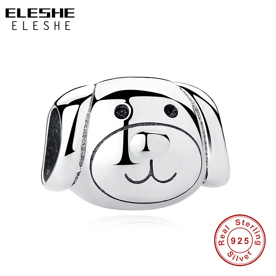 Новый оригинальный 925 стерлингового серебра милый щенок собака бусины браслет