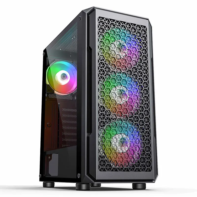 Online PC FALL + ASROCK B450M STAHL LEGENDE MOTHERBOARD + AMD RYZEN 5 3600 PROZESSOR + 3PCS RGB FALL FAN + DESKTOP MINI LAUTSPRECHER PC FALL SET