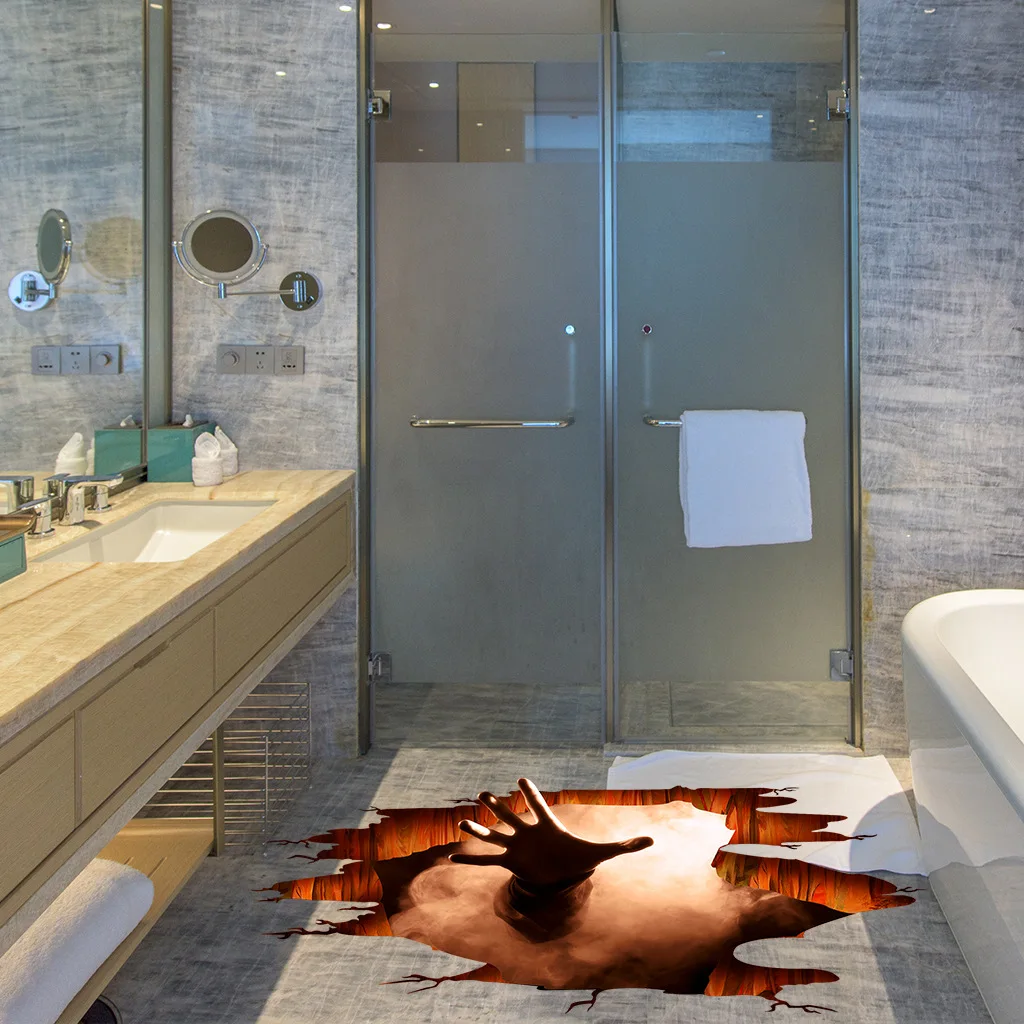 Совершенно новые 3D наклейки на пол Хэллоуин Переводные картинки стену Побег из