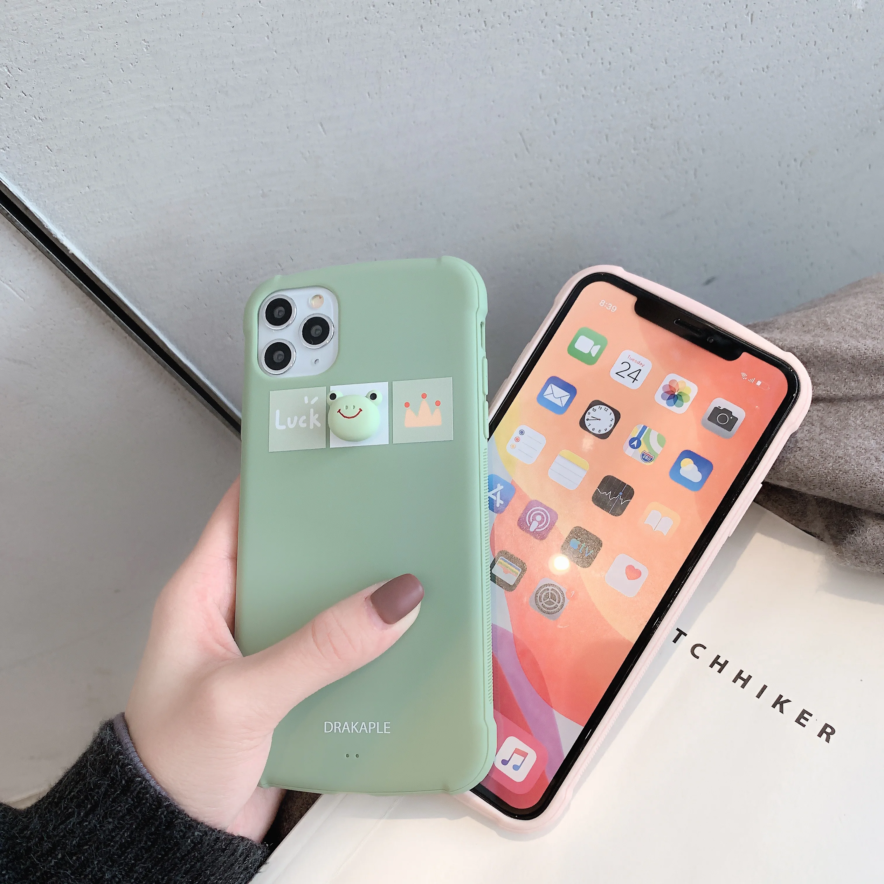 3D Candy Color frog Phone Case For iPhone 11 Pro XS MAX XR X Silicone 7 6 6S 8 Plus Cover with Tempered film |